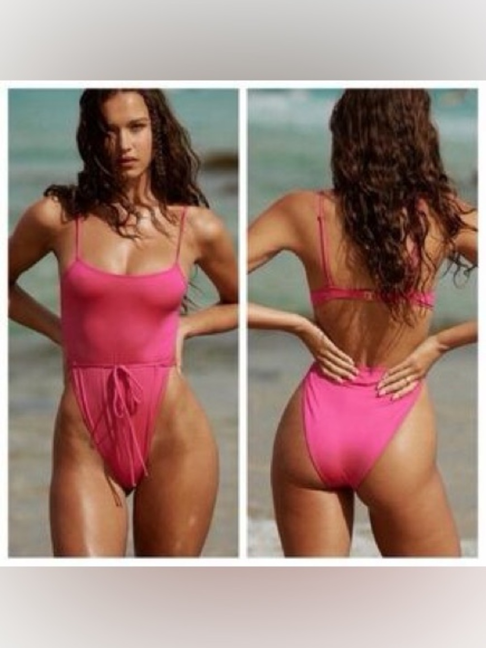 Monica Hansen Beachwear pink one piece swimsuit in XS